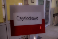 Flaga Polski z napisem Częstochowa