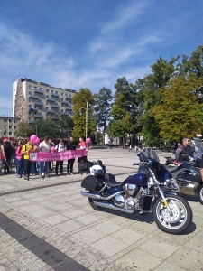 Młodzież ZSE biorąca udział w Marszu Różowej Wstążki