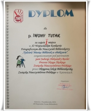 dyplom dla p. Iwony Tutak