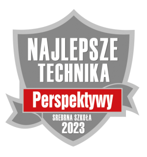 Srebrna tarcza- Znak Jakości Szkoły Perspektywy 2023 https://2023.technika.perspektywy.pl/2023/rankings