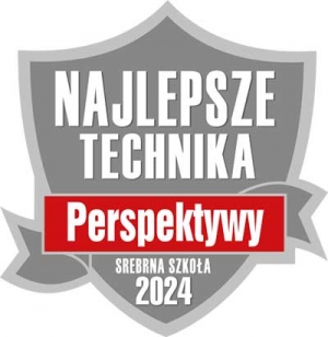 Srebrna tarcza- Znak Jakości Szkoły Perspektywy 2024 https://2024.technika.perspektywy.pl/2024/rankings/ranking-glowny-technikow
