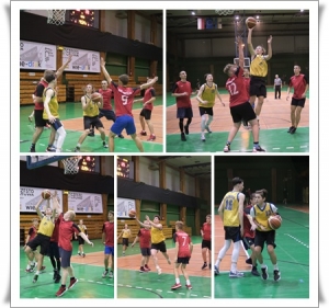 Kolaż- Męska Reprezentacja Koszykówki biorąca udział w Mistrzostwach Szkół Średnich